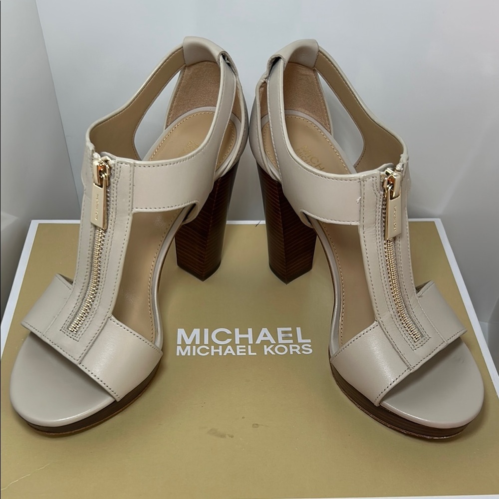 Michael Kors Women’s Cream & Brown High Heel Shoes, Size 6, Excellent New Con. - Picture 3 of 8